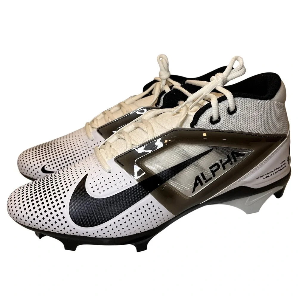Nike Alpha Menace 4 Pro Football Cleats Mens 13 White Black FZ7702-105 New Shoe